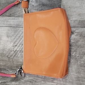 Brighton Orange And Pink Heart Crossbody Purse Pocketbook